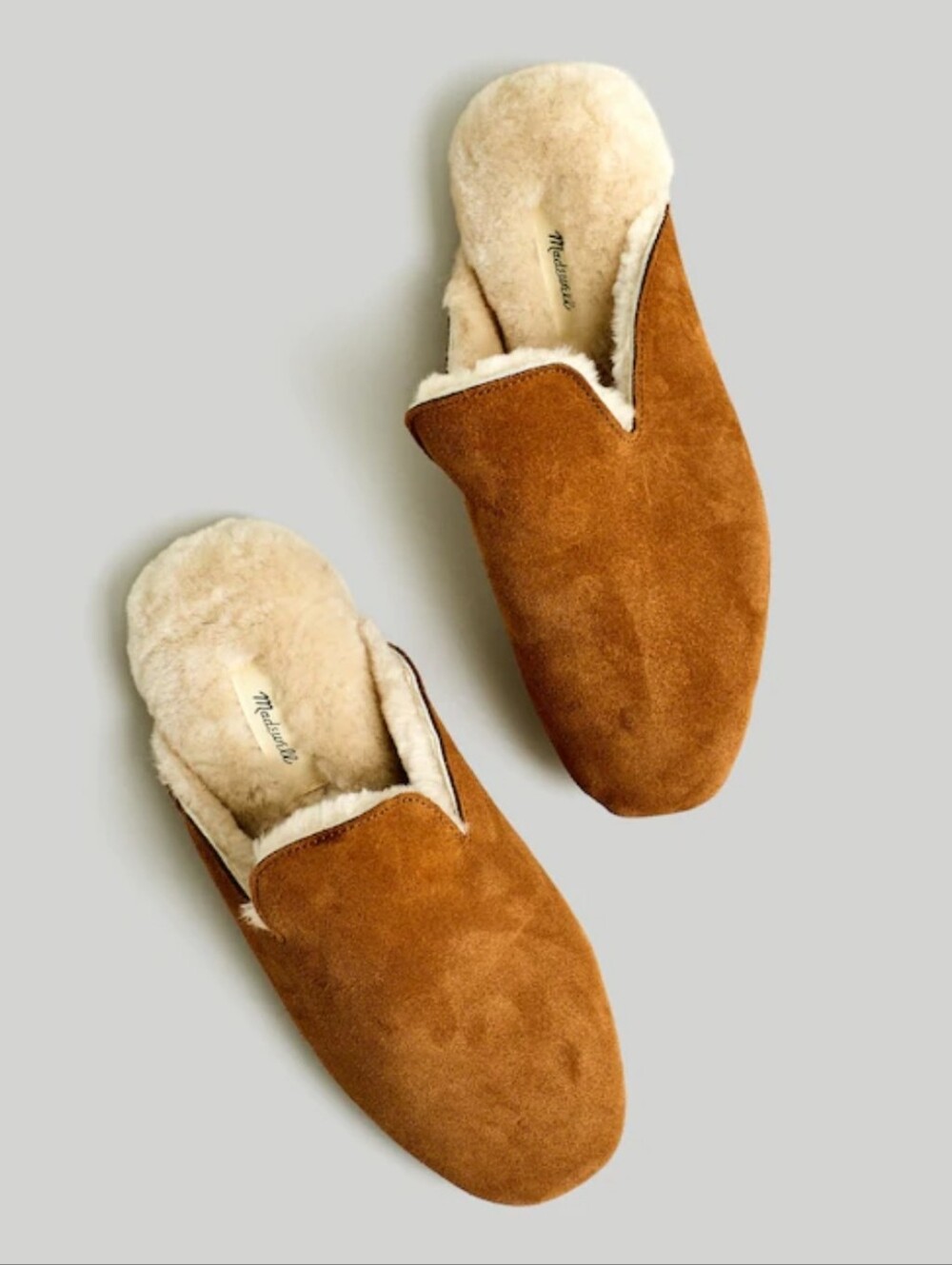 New Madewell The Ezra Slipper in Suede Shearling Lining Brown Size 8
